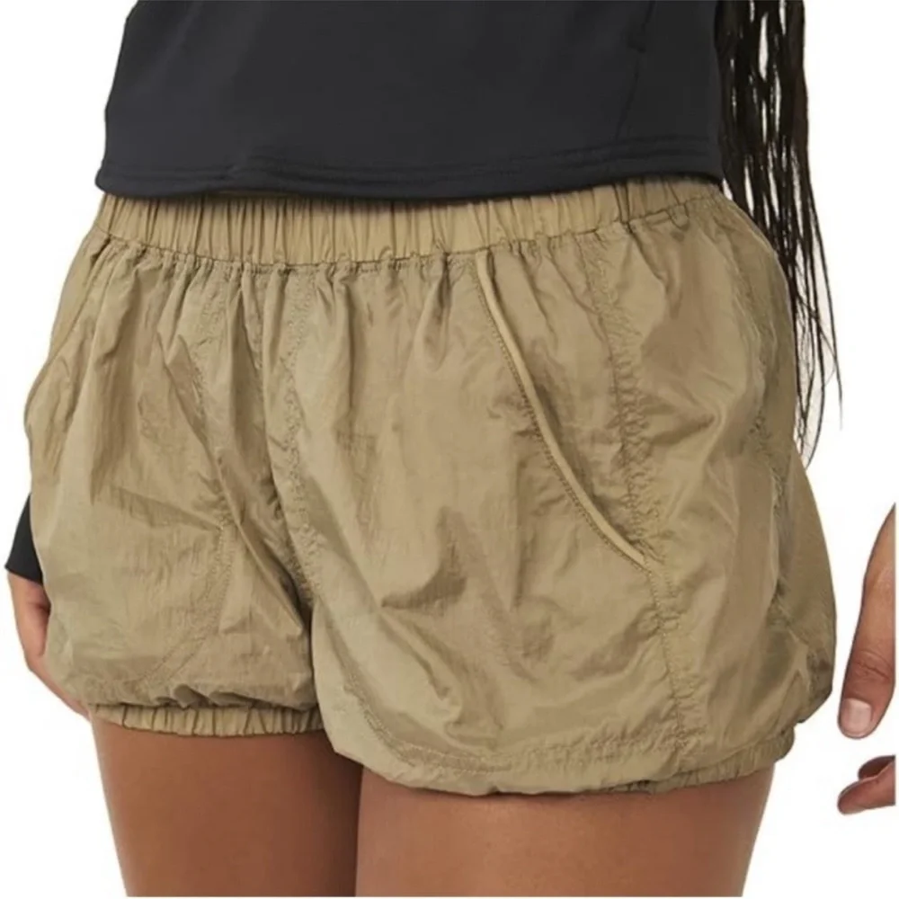 NWT Free People Movement Sunshine Bubble Hem Shorts in Desert Taupe